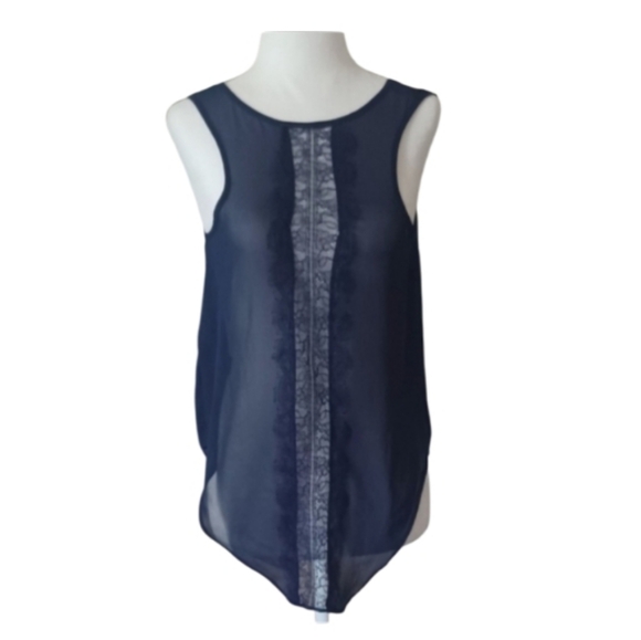 Misses (XS) Pretty Navy Blue Sheer Tank Excellent Condition! - Picture 1 of 6